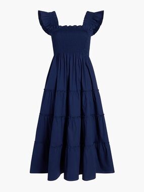 Navy Ruffle Strap Smocked Bodice Maxi Dress
